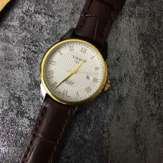 Tissot Le Locle भूरा सोने का बेजेल सफेद गिलोशे डायल क्वार्ट्ज घड़ी