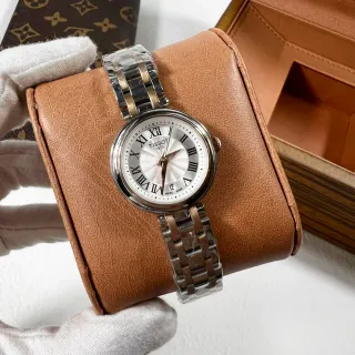 Tissot রূপালী সাদা গোল কেস সানবার্স্ট ডায়াল কোয়ার্ট्ज ওয়াচ