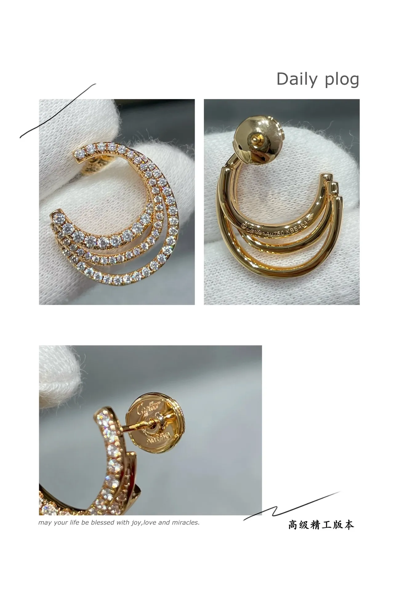 Triple Crescent Pavé-Set Silver-Tone Huggie Earrings 4