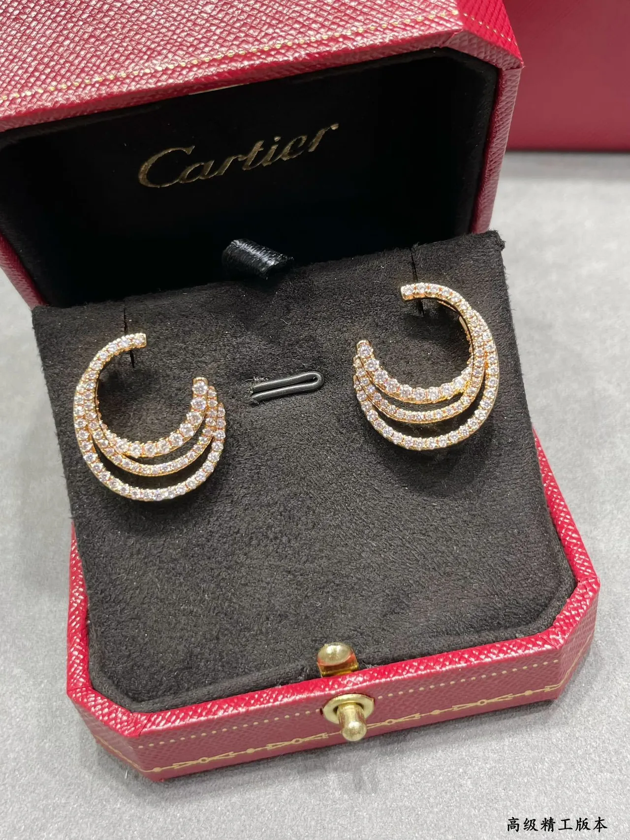 Triple Crescent Pavé-Set Silver-Tone Huggie Earrings 6