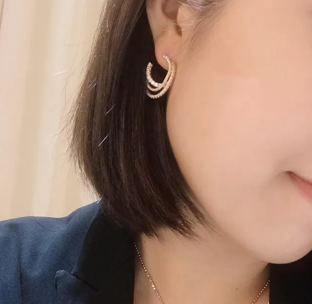 Triple Crescent Pavé-Set Silver-Tone Huggie Earrings 9
