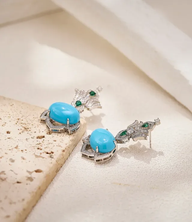 Turquoise and Emerald Floral Filigree Drop Earrings 3