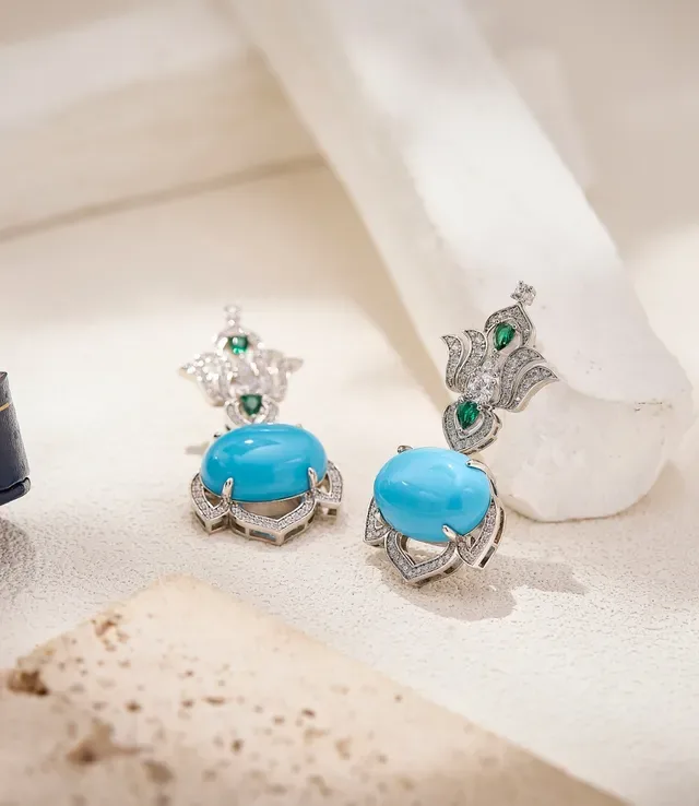 Turquoise and Emerald Floral Filigree Drop Earrings 6
