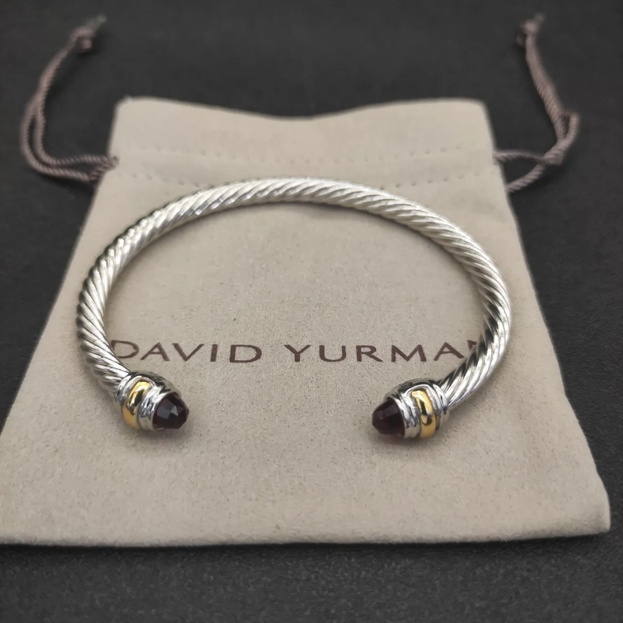 Twisted Cable Two-Tone Faceted Stone End Bracelet 5
