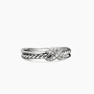 Twisted Rope Crossover Pavé Diamond Ring