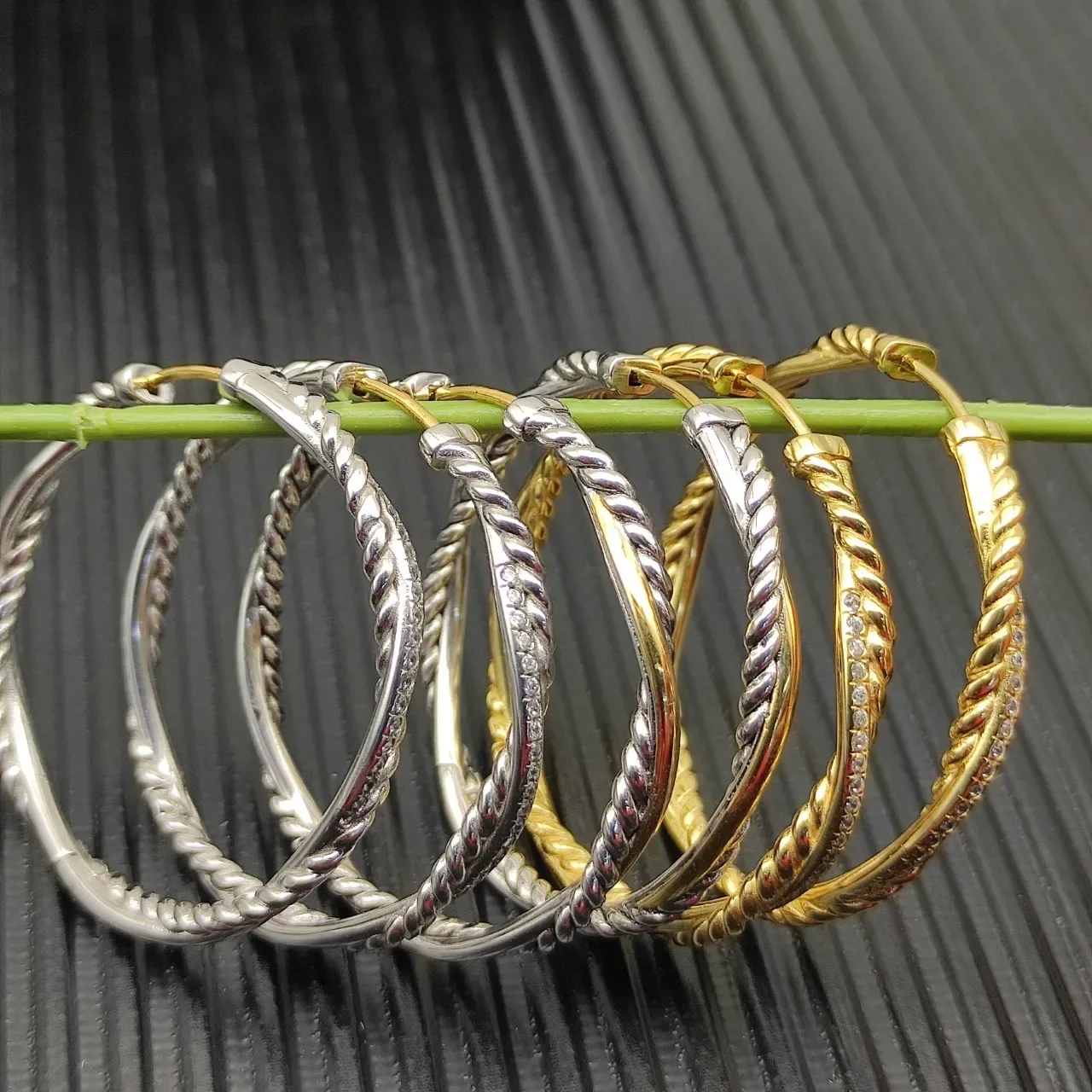 Twisted Rope Dual-Tone Hoop Earrings 3