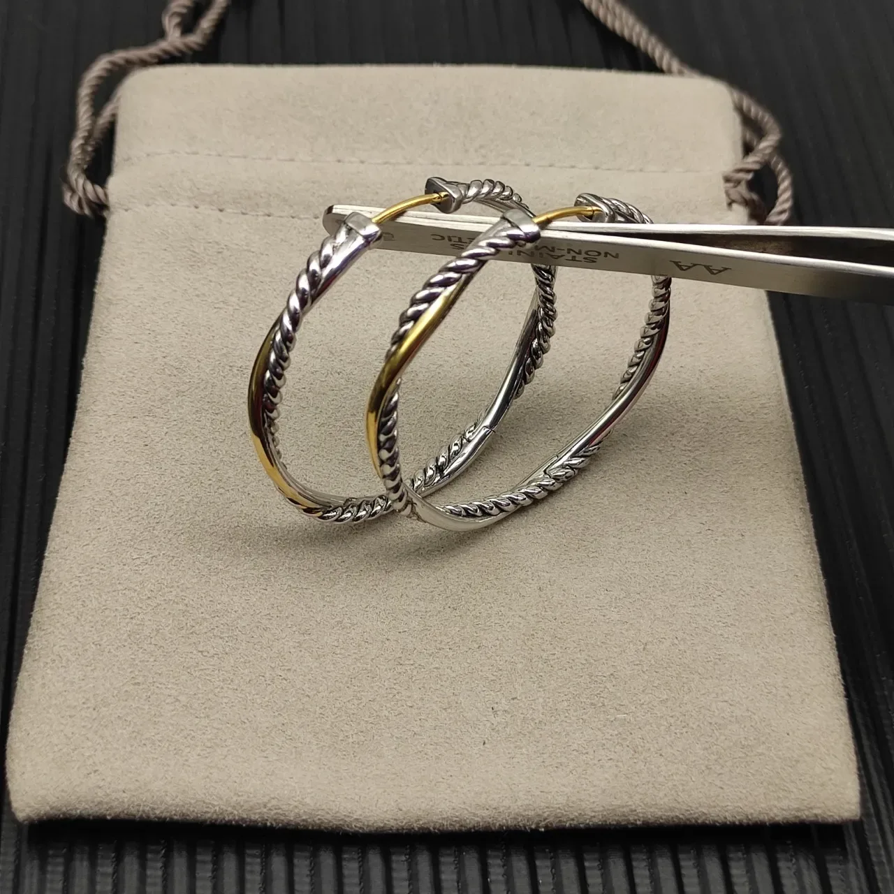 Twisted Rope Dual-Tone Hoop Earrings 10