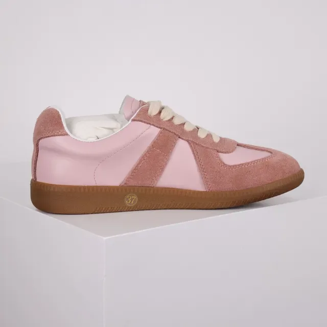 Two-Tone Pink Suede and Leather Lifestyle Sneakers 9