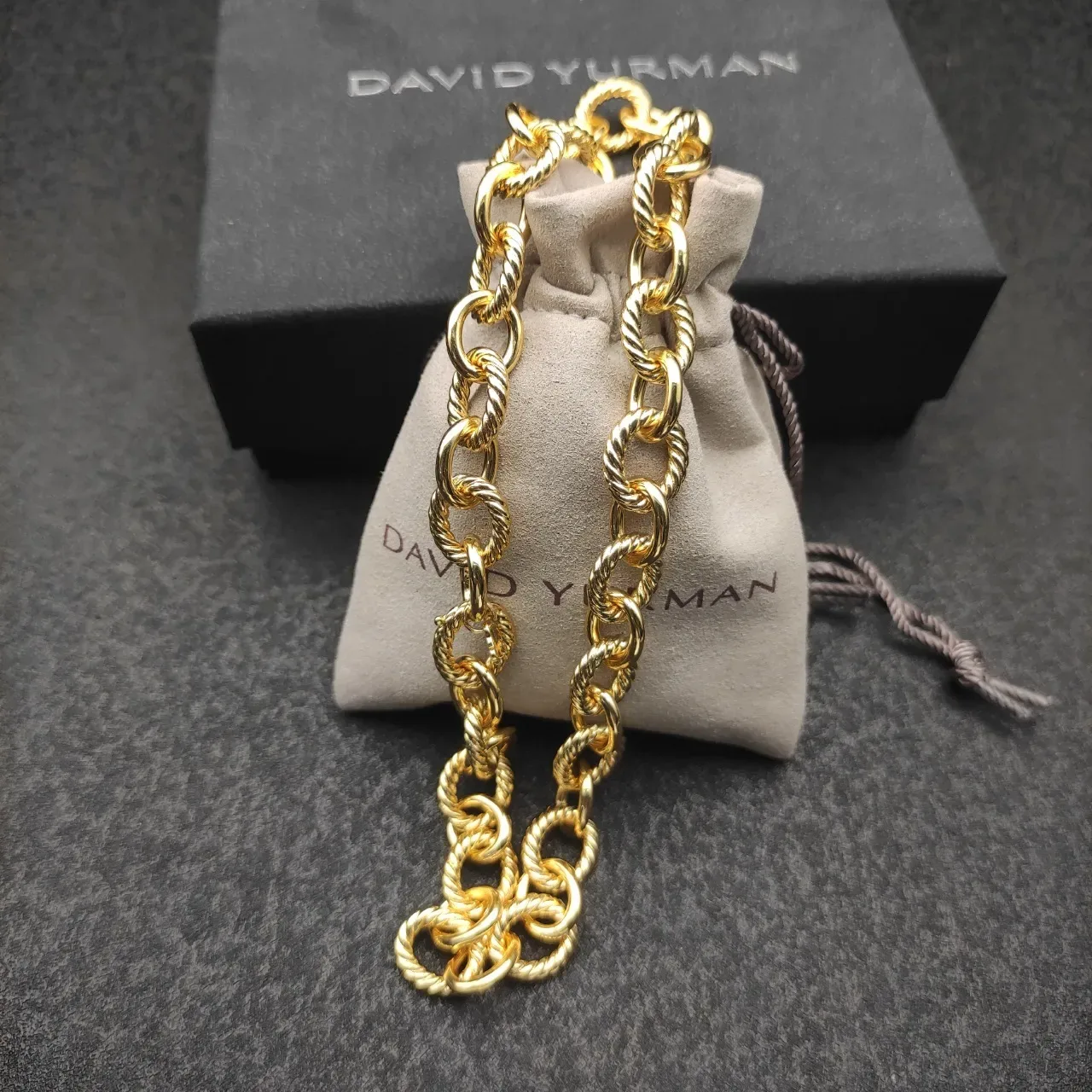 Two-Tone Twisted Rope Link Necklace 2