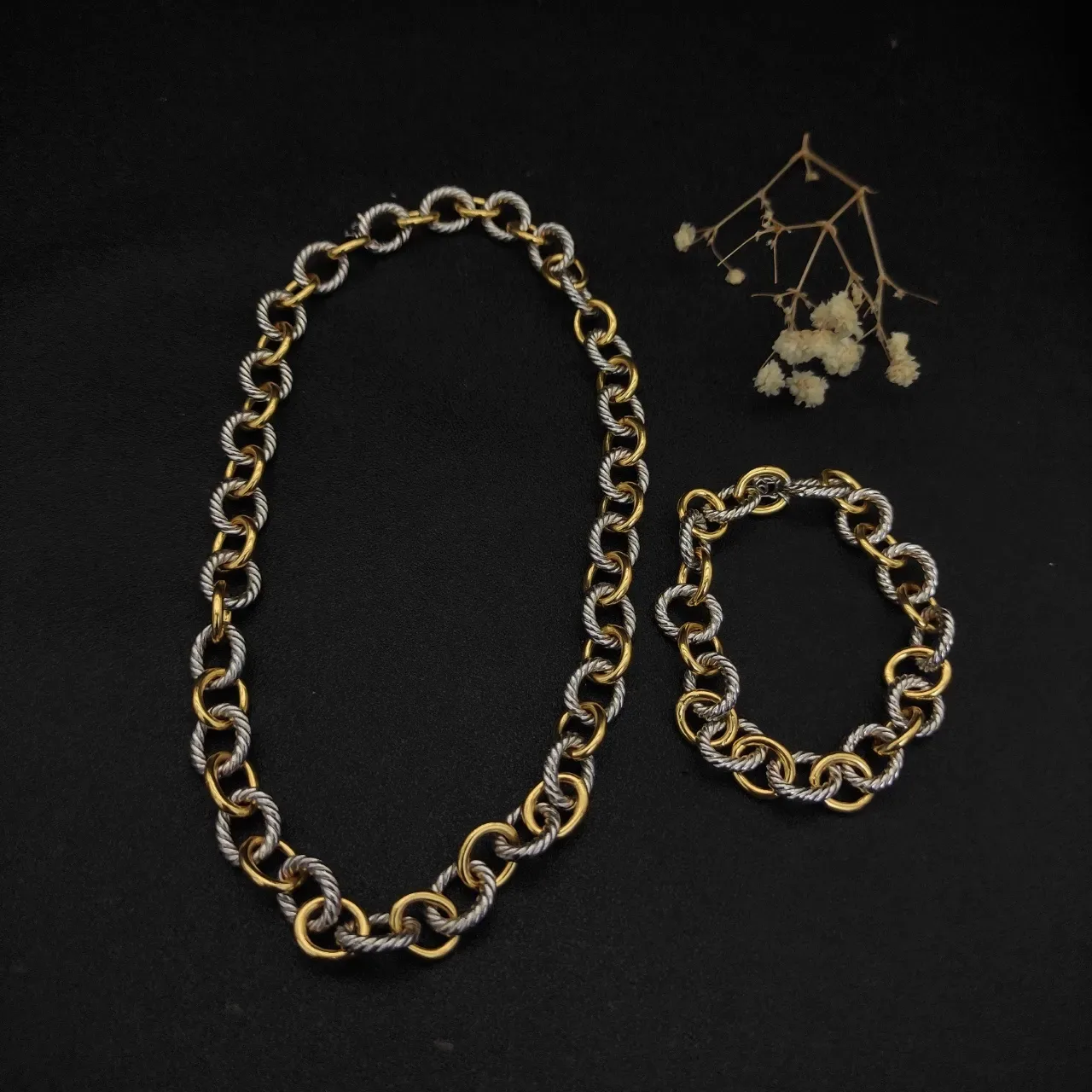 Two-Tone Twisted Rope Link Necklace 5