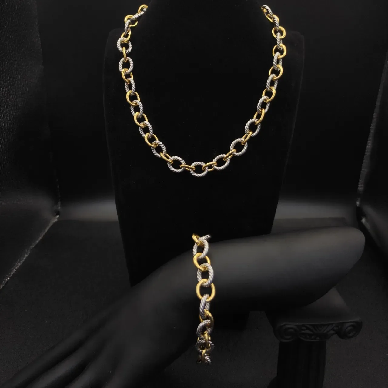 Two-Tone Twisted Rope Link Necklace 6