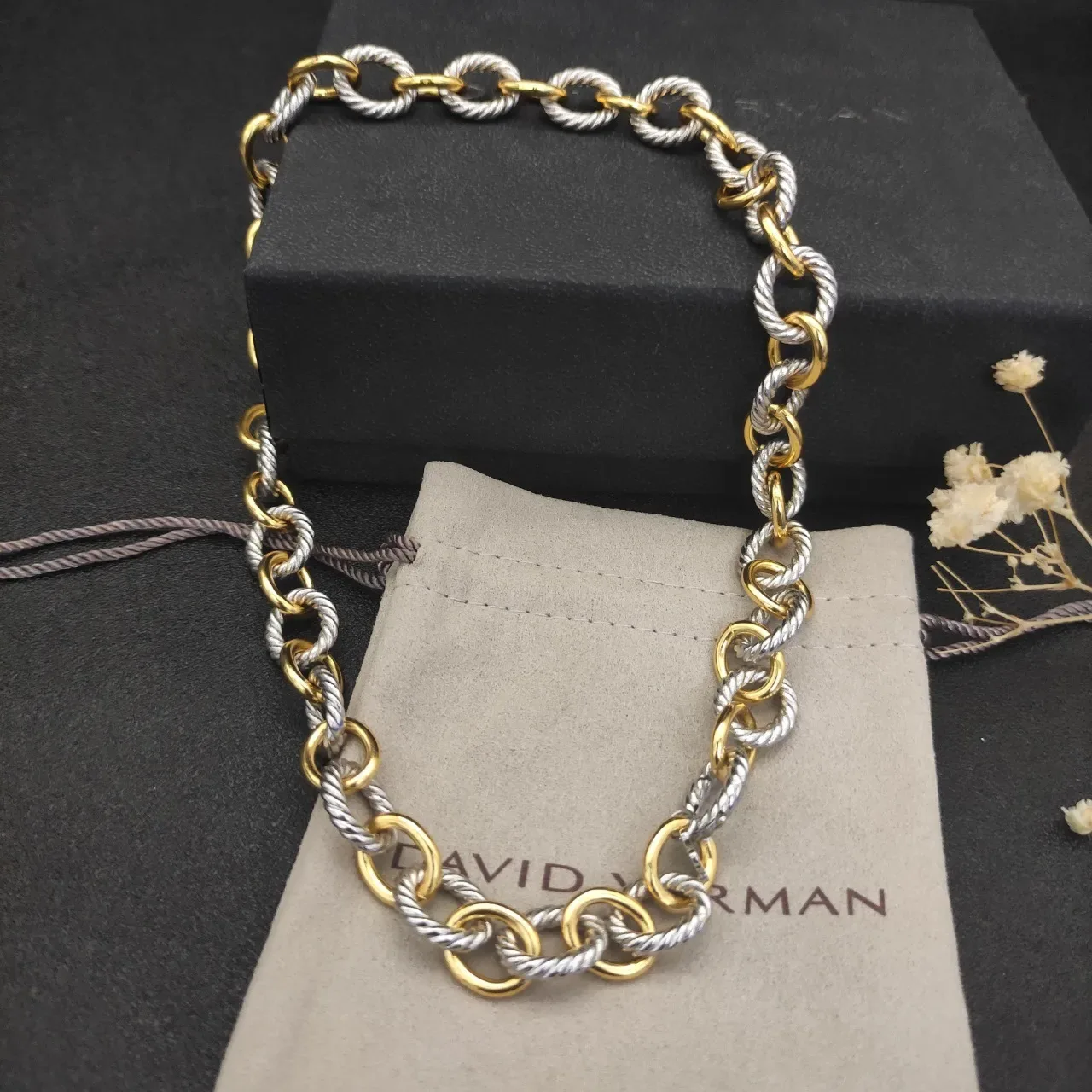 Two-Tone Twisted Rope Link Necklace 9