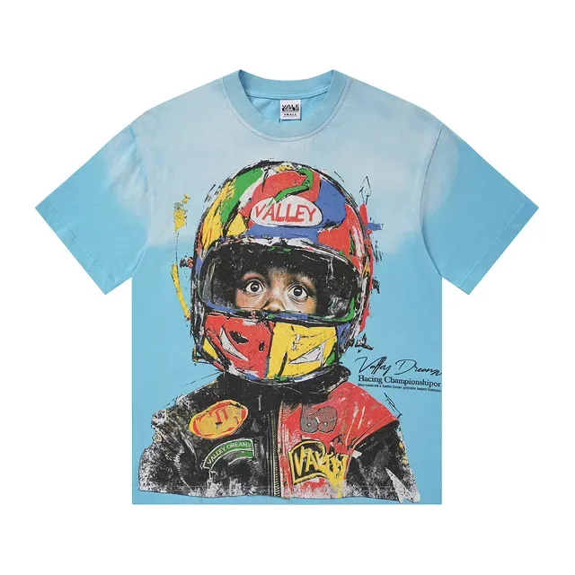 VALLEY Racing Helmet Graphic Gradient T-Shirt 3