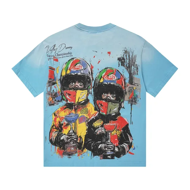 VALLEY Racing Helmet Graphic Gradient T-Shirt 4