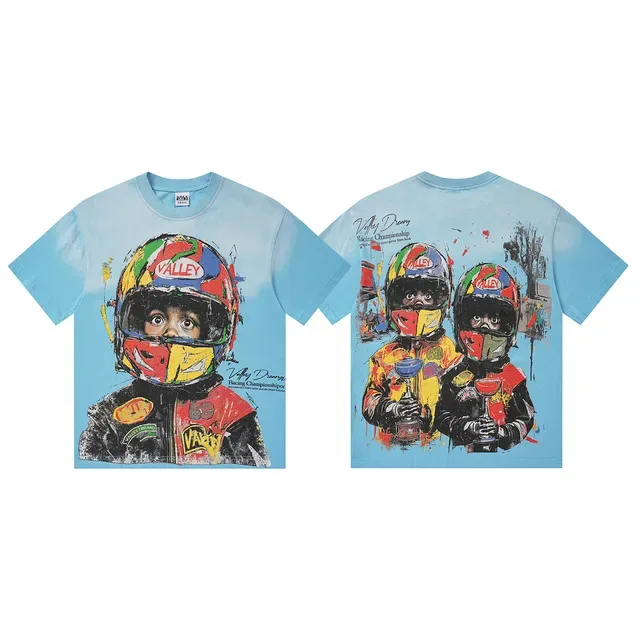 VALLEY Racing Helmet Graphic Gradient T-Shirt 5