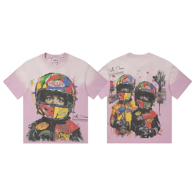 VALLEY Racing Helmet Graphic Gradient T-Shirt 8