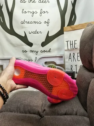 Vibrant Pink and Orange Sculpted Midsole Lifestyle Sneakers 4