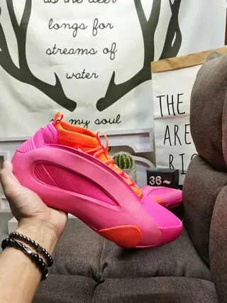 Vibrant Pink and Orange Sculpted Midsole Lifestyle Sneakers 5