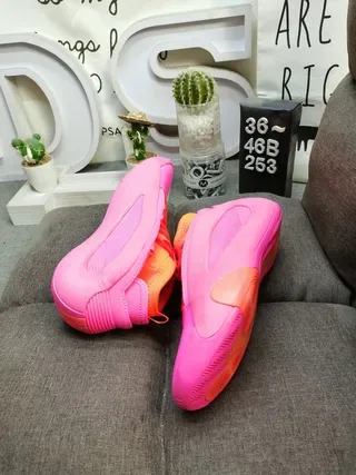 Vibrant Pink and Orange Sculpted Midsole Lifestyle Sneakers 6
