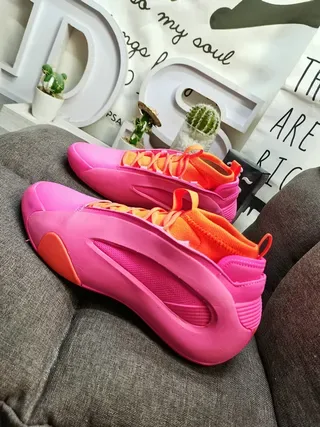 Vibrant Pink and Orange Sculpted Midsole Lifestyle Sneakers 7
