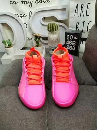 Vibrant Pink and Orange Sculpted Midsole Lifestyle Sneakers 10