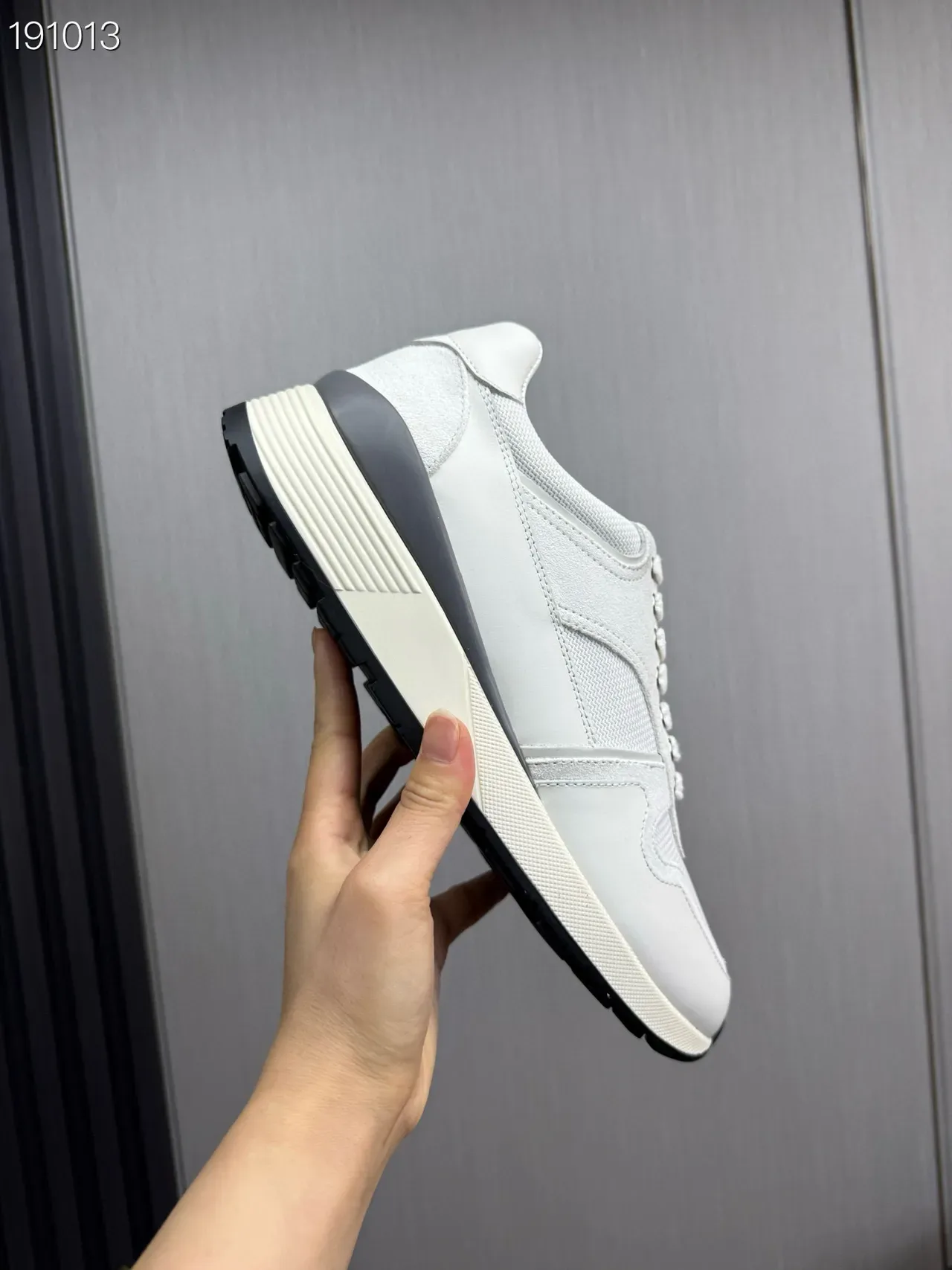 White and Gray Layered Panel Lifestyle Sneakers 5