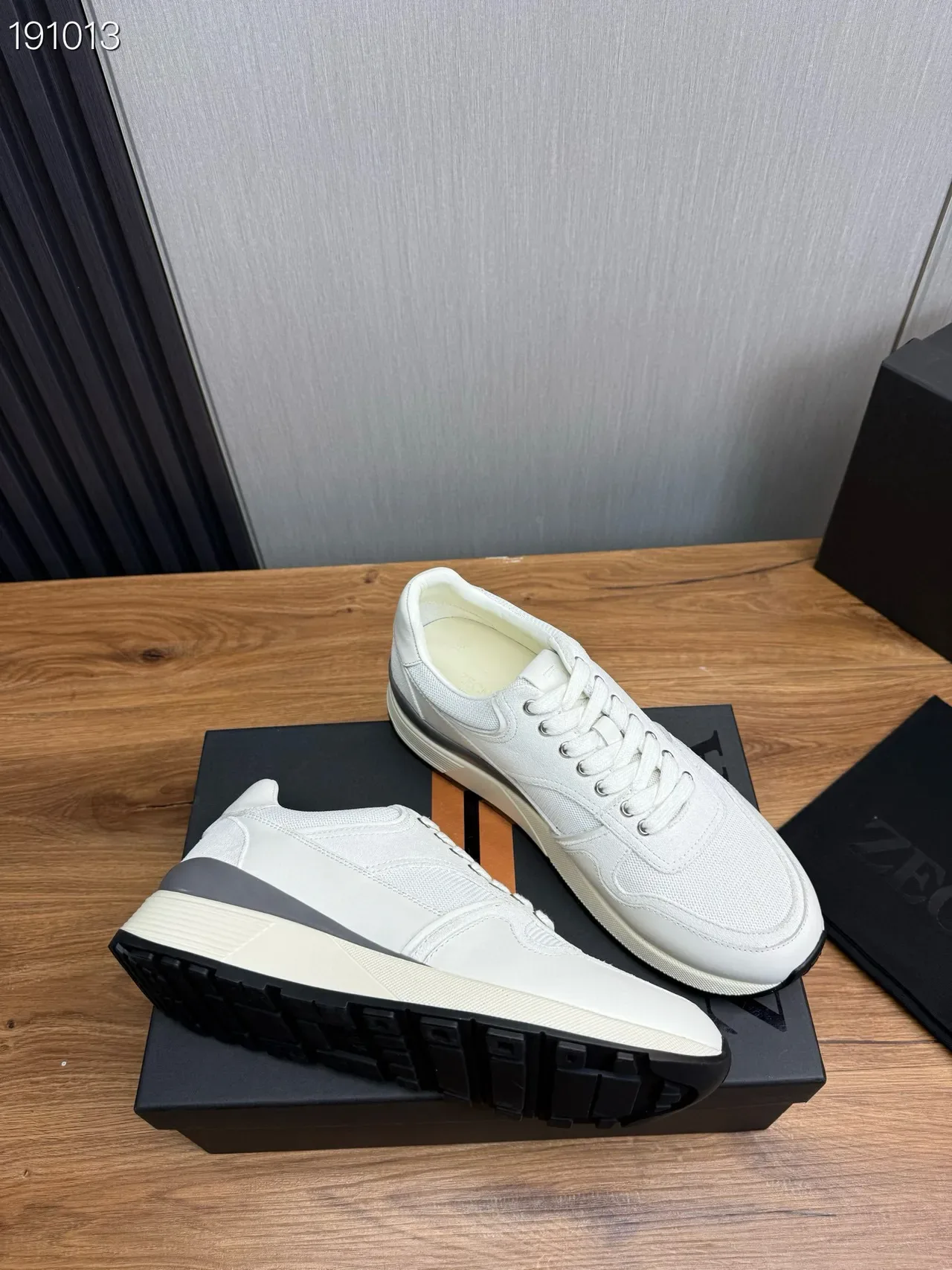 White and Gray Layered Panel Lifestyle Sneakers 6
