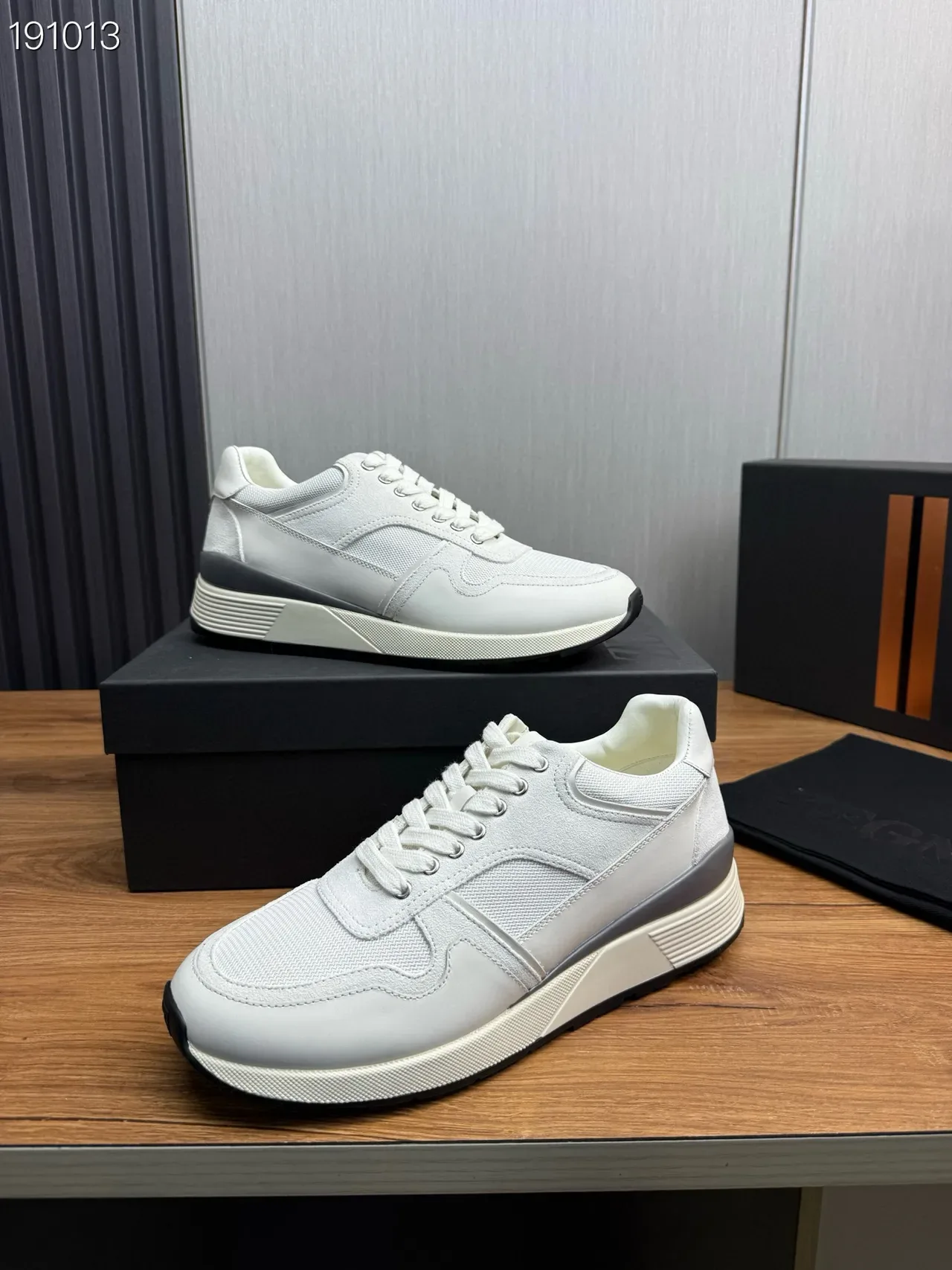 White and Gray Layered Panel Lifestyle Sneakers 8