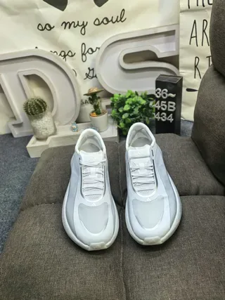 White and Gray Mesh Low-Top Foam Midsole Sneakers 10