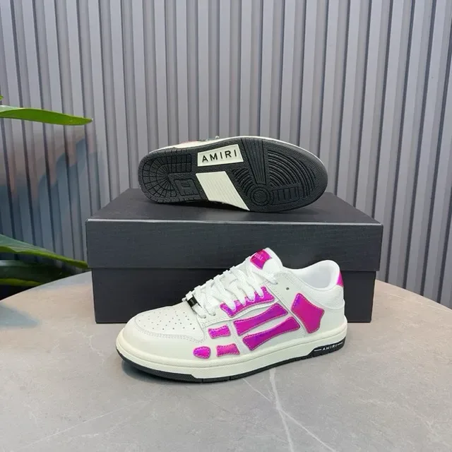 White and Iridescent Pink Bone-Overlay Lifestyle Sneakers 6
