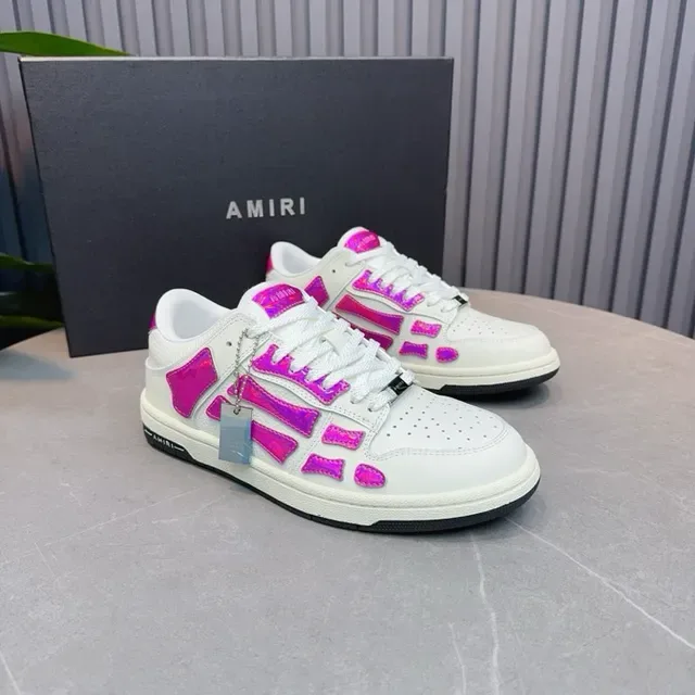 White and Iridescent Pink Bone-Overlay Lifestyle Sneakers 9