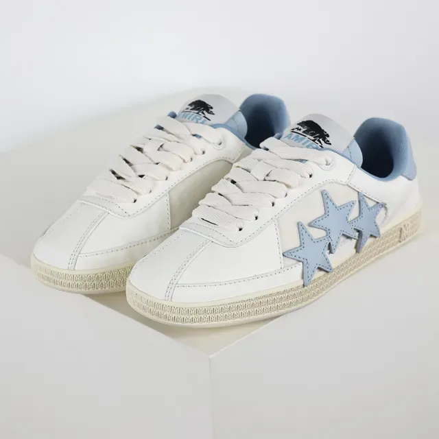 White and Light Blue Star Appliqué Lifestyle Sneakers 2