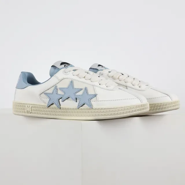 White and Light Blue Star Appliqué Lifestyle Sneakers 3