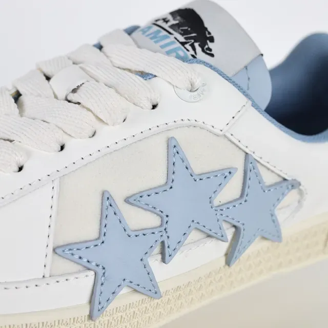 White and Light Blue Star Appliqué Lifestyle Sneakers 6