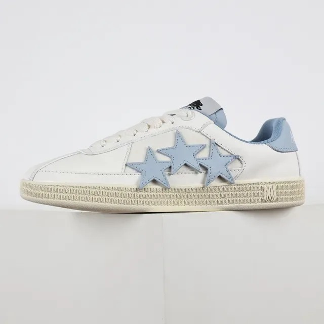 White and Light Blue Star Appliqué Lifestyle Sneakers 9