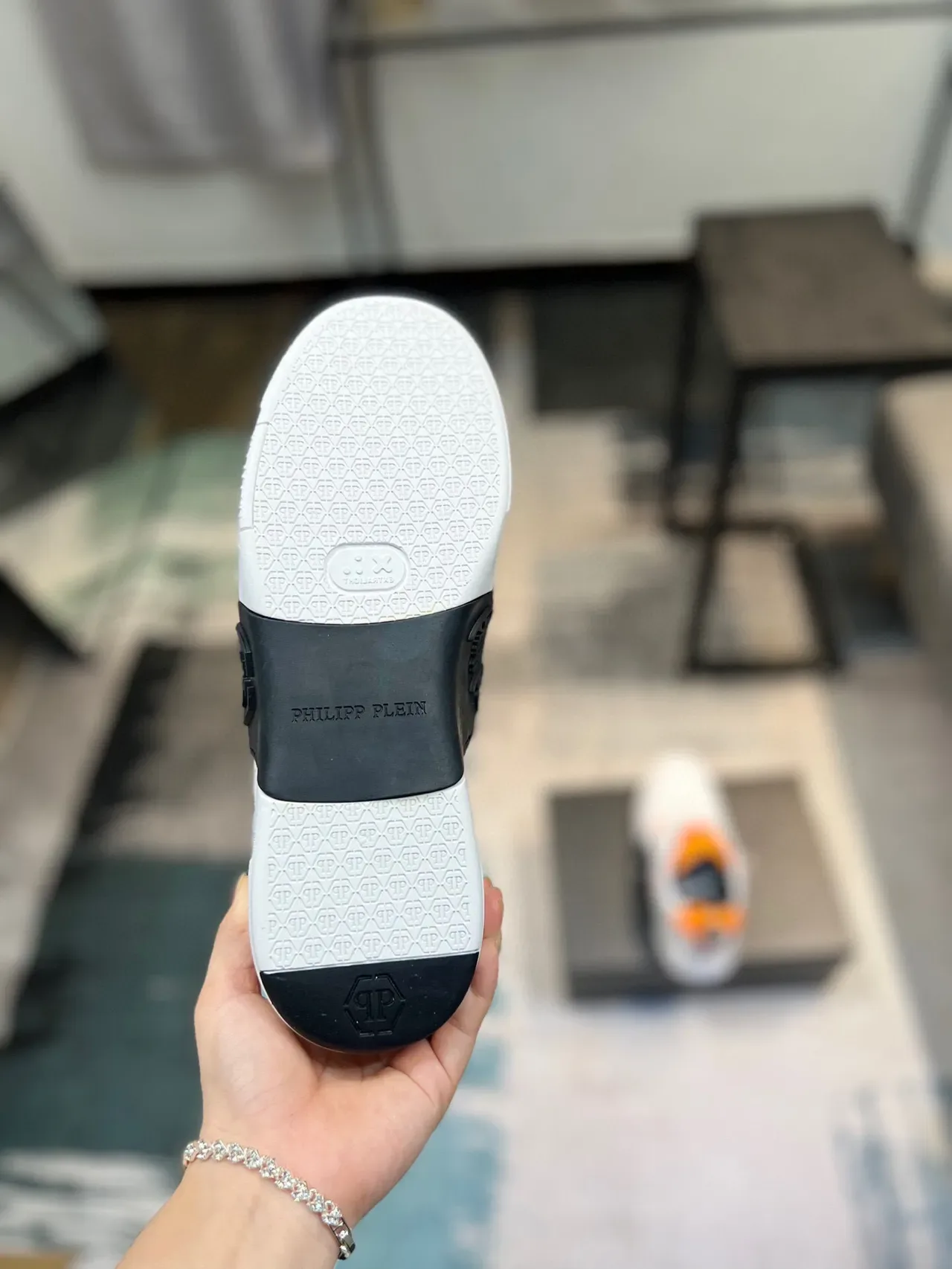 White and Orange Accented Lifestyle Sneakers 3