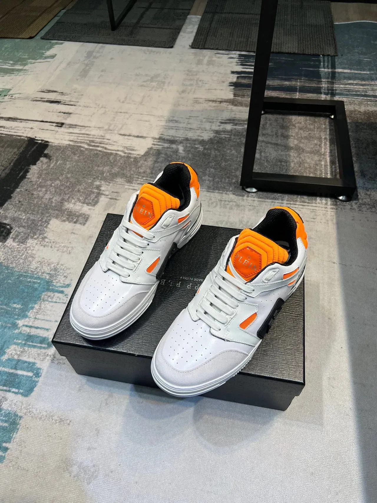 White and Orange Accented Lifestyle Sneakers 6