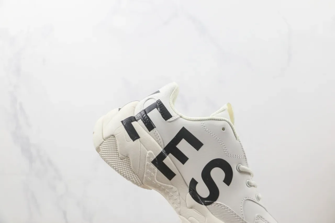 White Black Chunky Sole Oversized Side Lettering Sneakers 5