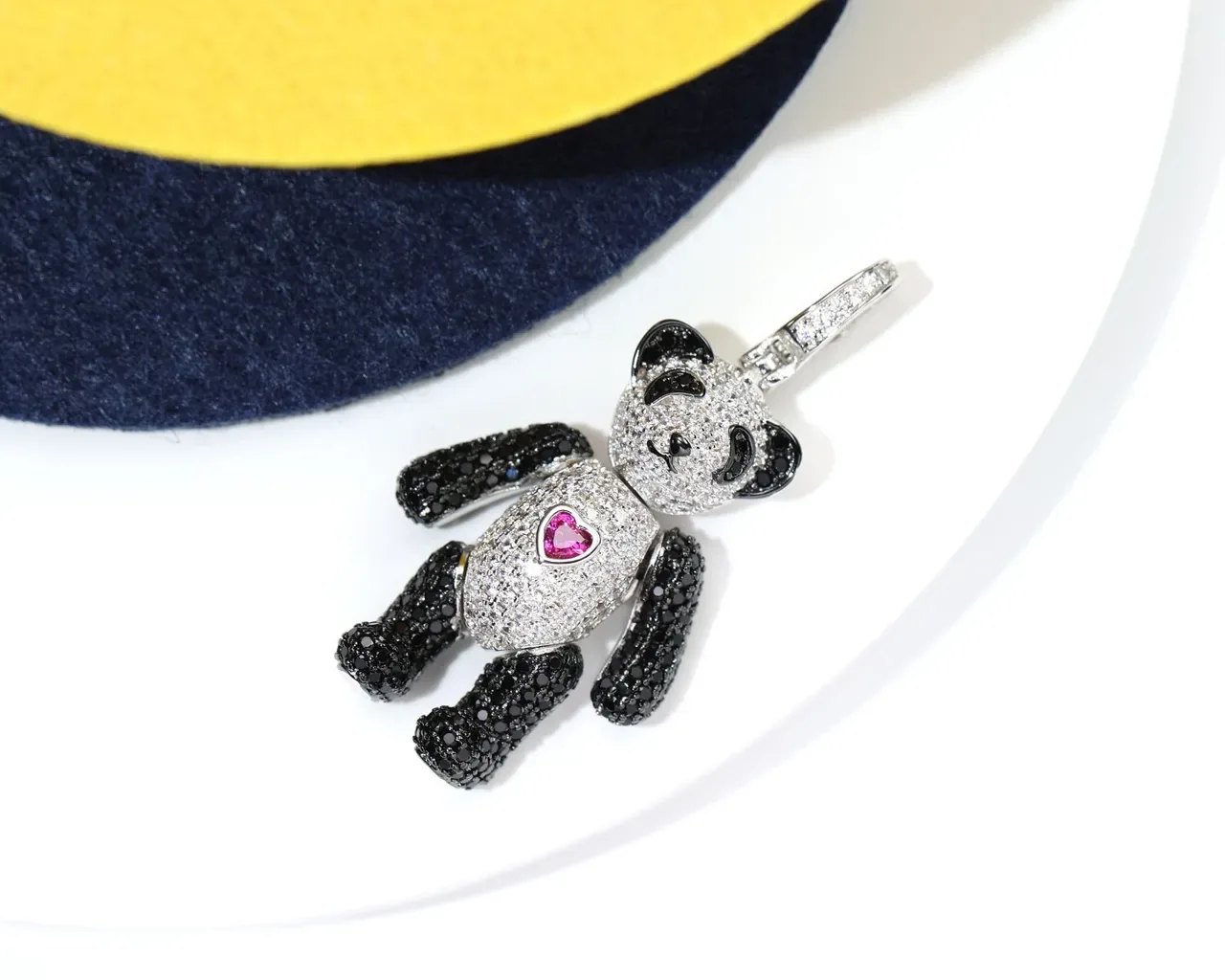 White Black Panda-Shaped Pavé-Set Crystals Necklace 8