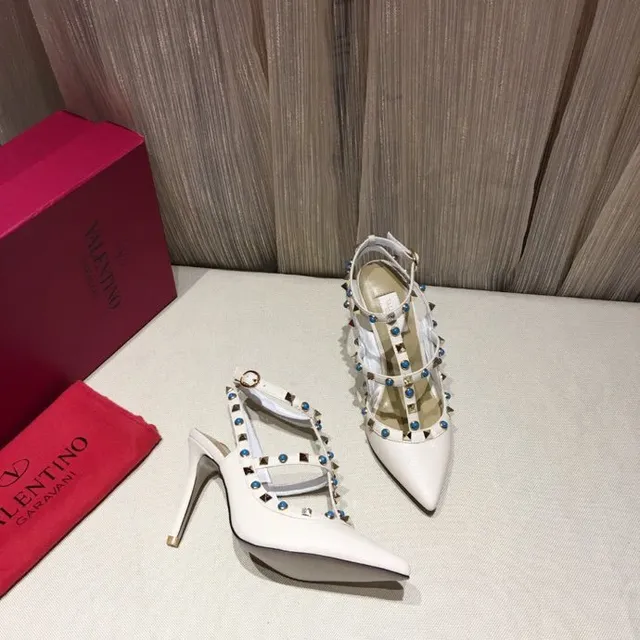 Salto Stiletto com Ponta Branca Azul 3