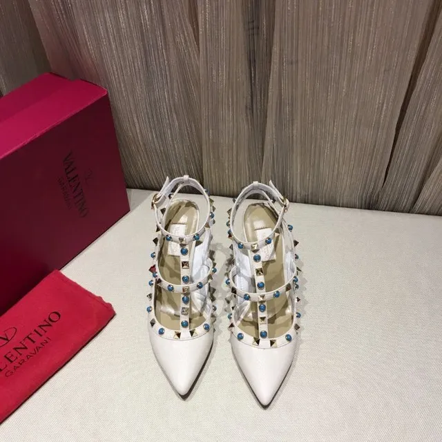 Salto Stiletto com Ponta Branca Azul 6