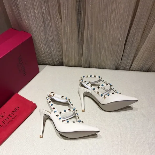 Salto Stiletto com Ponta Branca Azul 7