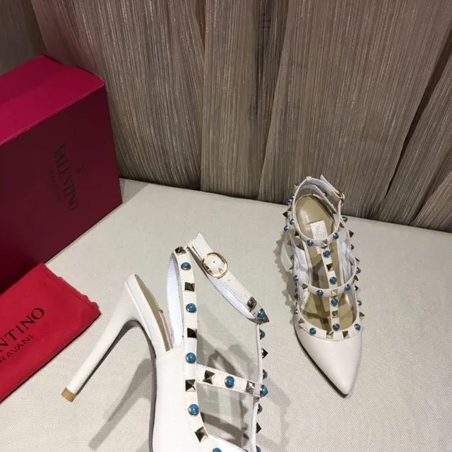 Salto Stiletto com Ponta Branca Azul 8
