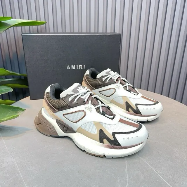 White Brown Multi-Panel Construction Sculpted Wavy Midsole Chunky Sneakers 2