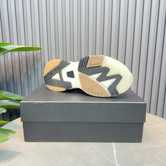 White Brown Multi-Panel Construction Sculpted Wavy Midsole Chunky Sneakers 5