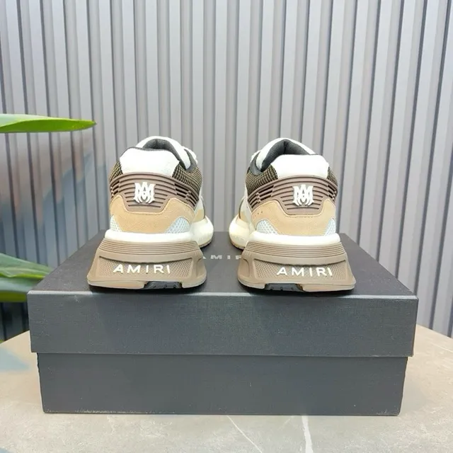 White Brown Multi-Panel Construction Sculpted Wavy Midsole Chunky Sneakers 7