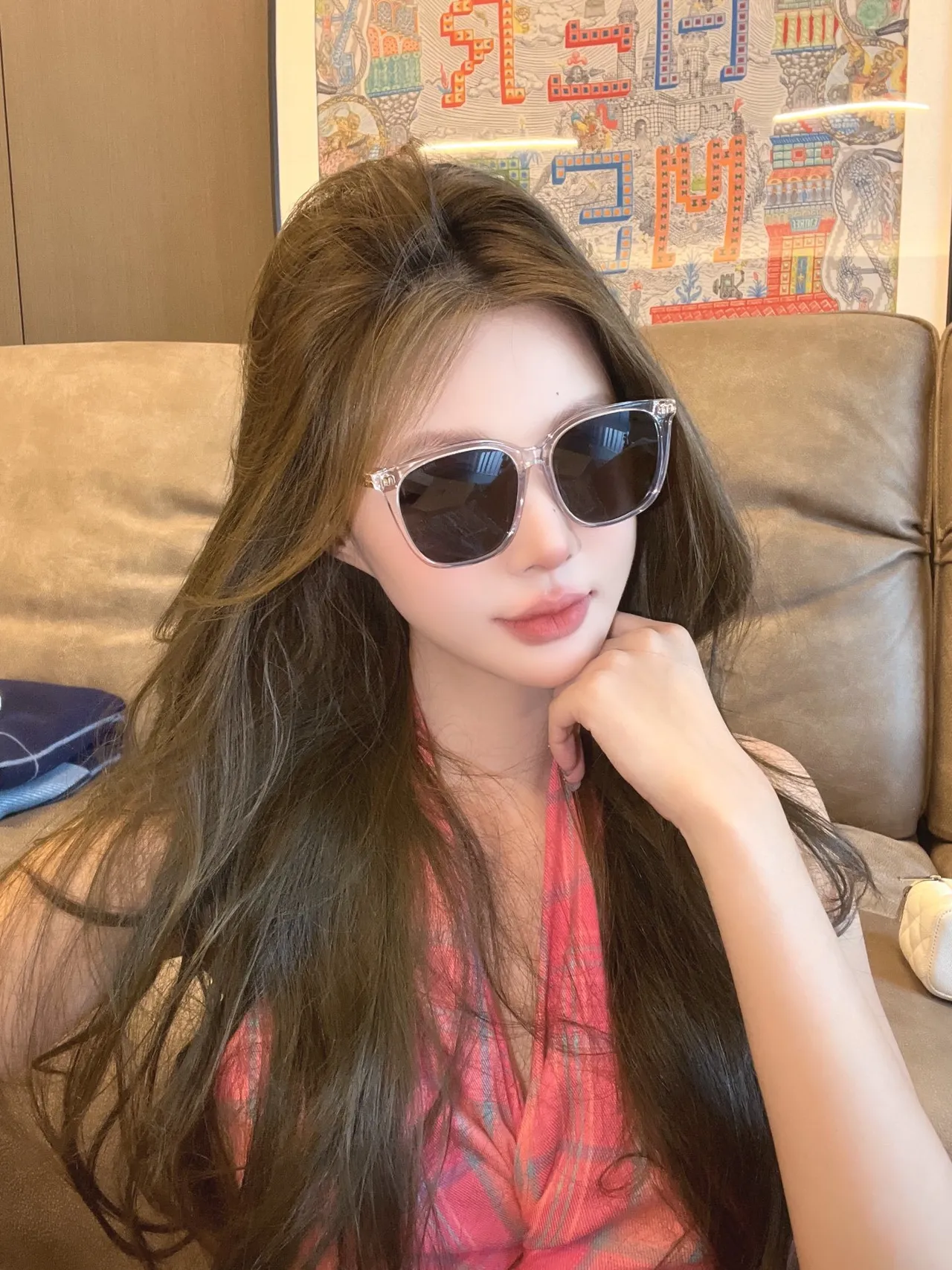 White Cat-Eye Gradient Pink Orange Sunglasses 2