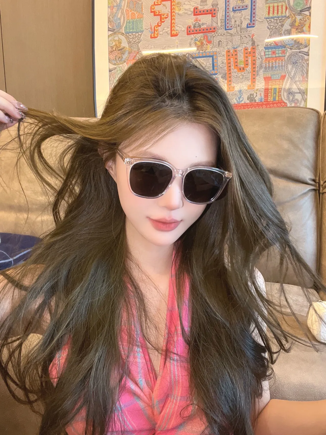 White Cat-Eye Gradient Pink Orange Sunglasses 3