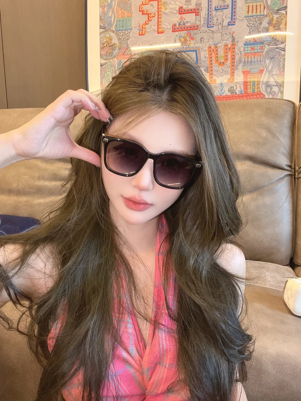 White Cat-Eye Gradient Pink Orange Sunglasses 5