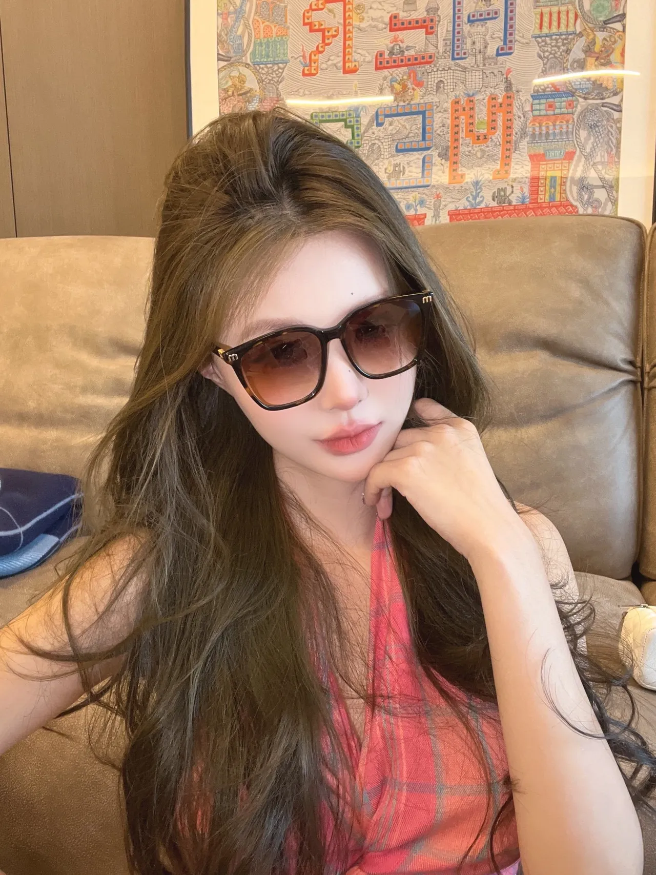 White Cat-Eye Gradient Pink Orange Sunglasses 9